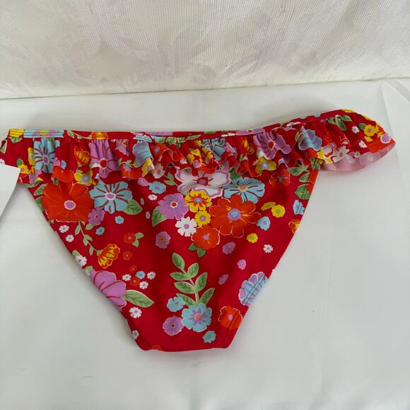 CALIFORNIA SUNSHINE Red Floral Bikini Ruffle Hipster Bottom NWT - Picture 6 of 9